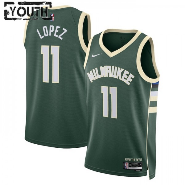 Milwaukee Bucks Trikot Brook Lopez 11 Nike 2022-23 Icon Edition Grün Swingman - Kinder